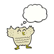 cartoon owl with thought bubble N60