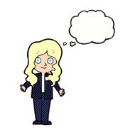 cartoon friendly business woman with thought bubble N10