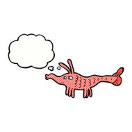 cartoon shrimp with thought bubble N32