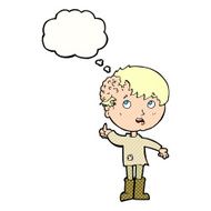 cartoon boy with growth on head thought bubble N34