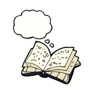 cartoon open book with thought bubble N2