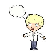 cartoon happy boy with thought bubble N221