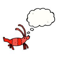 cartoon shrimp with thought bubble N33
