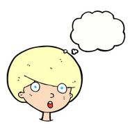cartoon surprised boy with thought bubble N29
