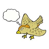 cartoon garden bird with thought bubble N35