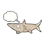 cartoon happy shark with thought bubble N10