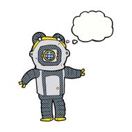 cartoon deep sea diver with thought bubble N30