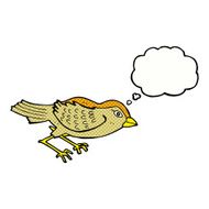 cartoon garden bird with thought bubble N36