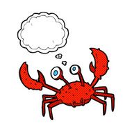 cartoon crab with thought bubble N10