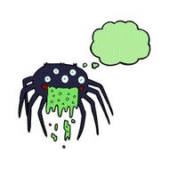 cartoon gross halloween spider with thought bubble N17