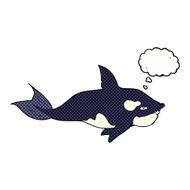 cartoon killer whale with thought bubble N10