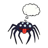 cartoon gross halloween spider with thought bubble N18