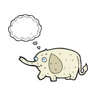 cartoon funny little elephant with thought bubble N6