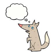 cartoon wolf cub with thought bubble N10