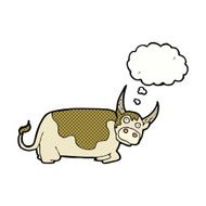 cartoon bull with thought bubble N25