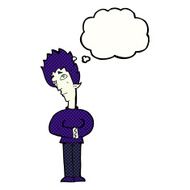 cartoon curious vampire with thought bubble N9
