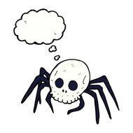cartoon spooky halloween skull spider with thought bubble N10