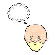 cartoon shocked man with beard thought bubble N19