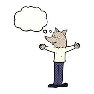cartoon werewolf with thought bubble N26