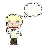 cartoon happy boy with thought bubble N222