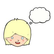 cartoon happy female face with thought bubble N176