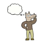 cartoon werewolf with idea thought bubble N5