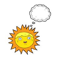 sun cartoon character with thought bubble N10