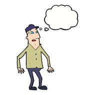 cartoon shocked man with thought bubble N106