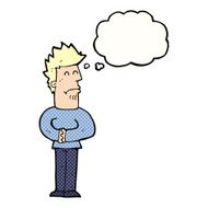 cartoon nervous man with thought bubble N132