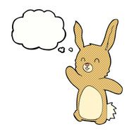 cartoon happy rabbit with thought bubble N10