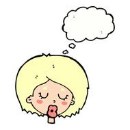 cartoon woman with eyes closed thought bubble N7