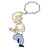 cartoon stressed out man with thought bubble N18