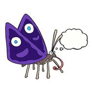 cartoon funny butterfly with thought bubble N10