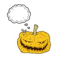 cartoon halloween pumpkin with thought bubble N18