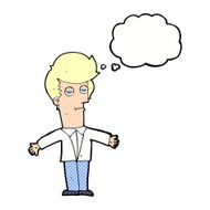 cartoon bored man with thought bubble N37