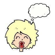 cartoon woman screaming with thought bubble N10