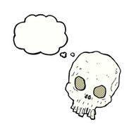 cartoon spooky skull with thought bubble N143