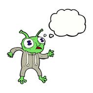 cartoon alien spaceman with thought bubble N20