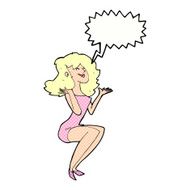 cartoon attractive woman sitting with thought bubble N10