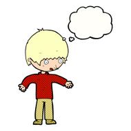 cartoon confused boy with thought bubble N8
