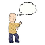 cartoon tough man with thought bubble N20