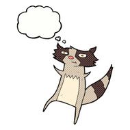 cartoon raccoon with thought bubble N10