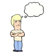 cartoon annoyed man with folded arms thought bubble N19