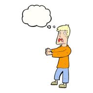 cartoon terrified man with thought bubble N216