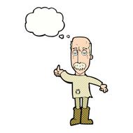 cartoon annoyed old man with thought bubble N65