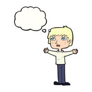 cartoon nervous man with thought bubble N133