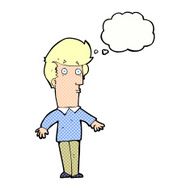 cartoon startled man with thought bubble N46