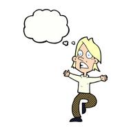 cartoon panicking man with thought bubble N16