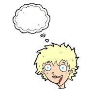cartoon crazy excited woman with thought bubble N18