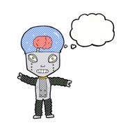 cartoon future robot with thought bubble N9